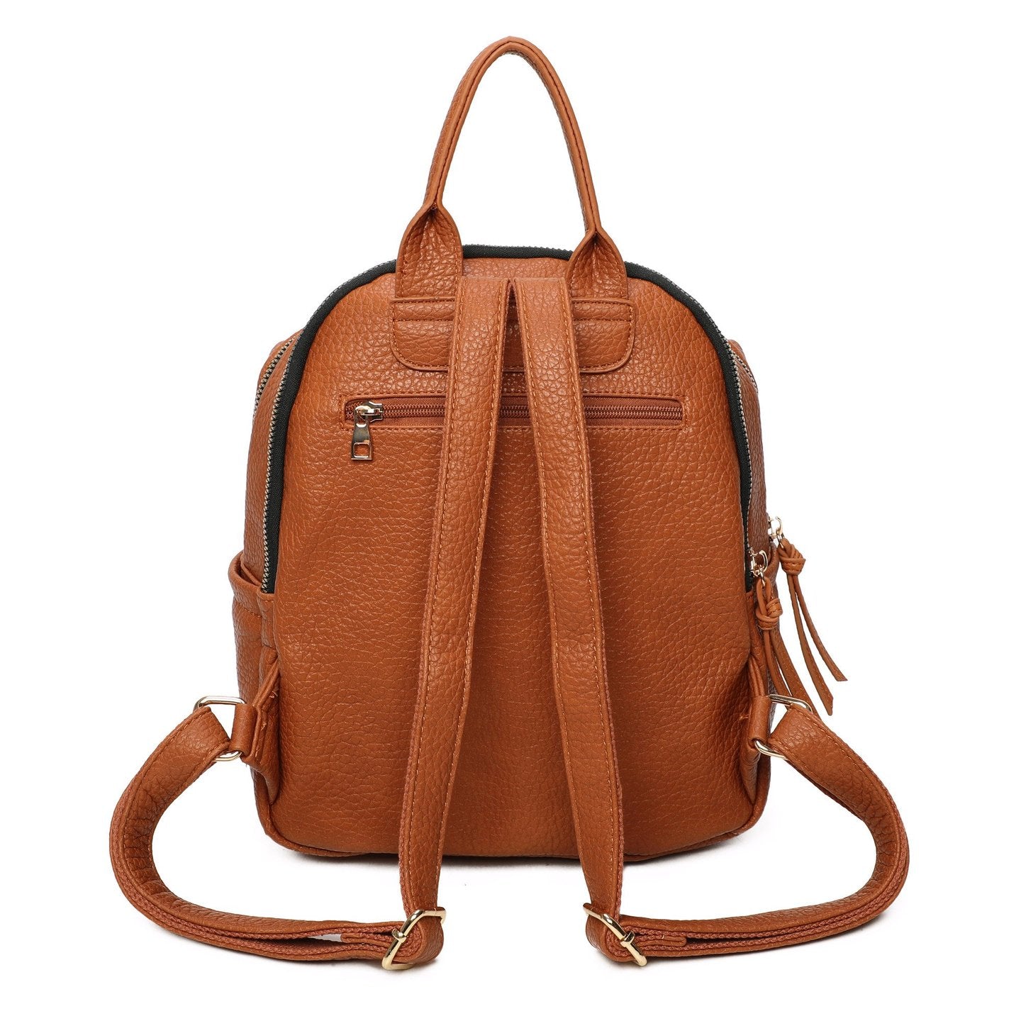 Mochila Efeito Pele Dupla Divisória - Camel (costas)