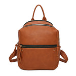 Mochila Efeito Pele Dupla Divisória - Camel (frente)