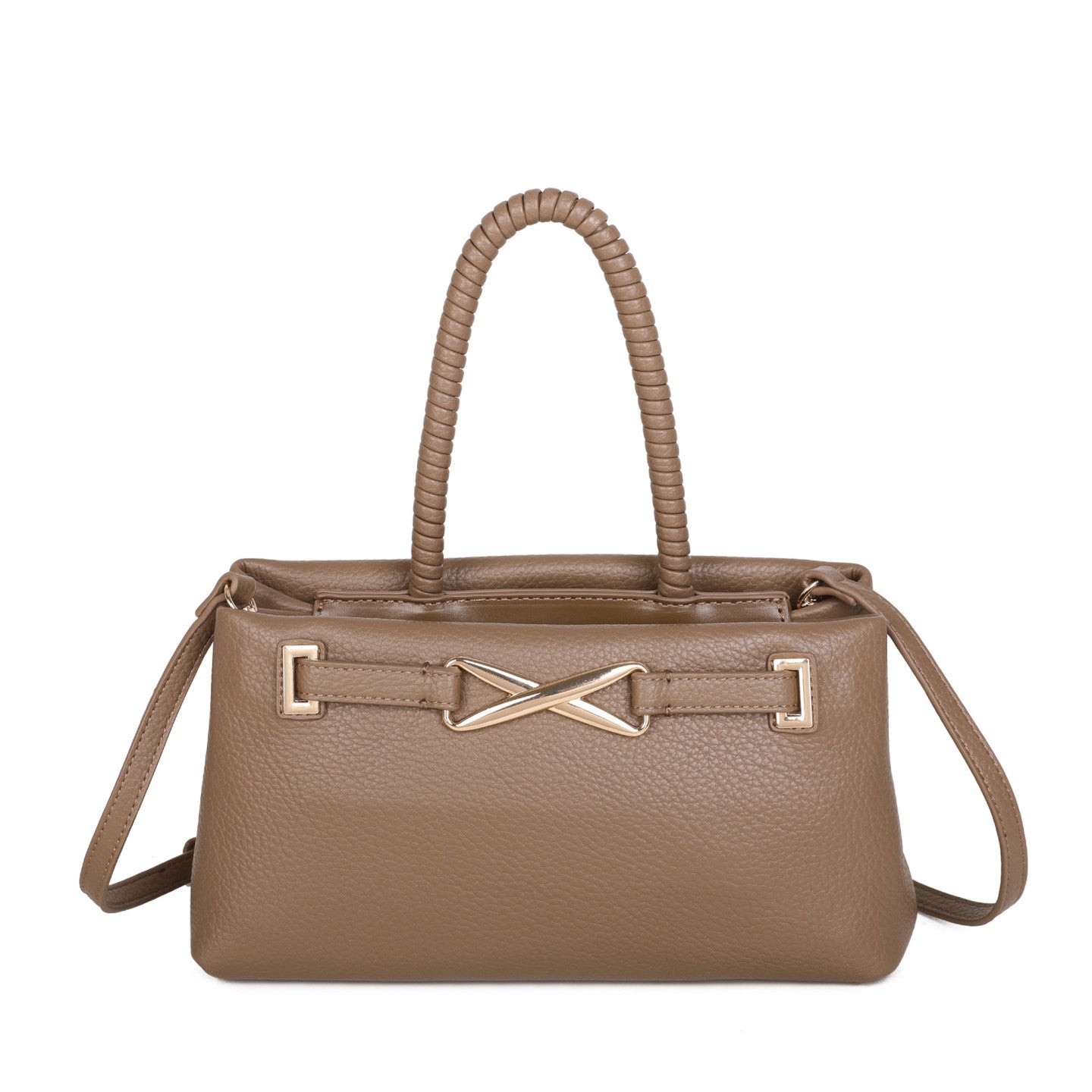 Mala de mão com laço dourado camel