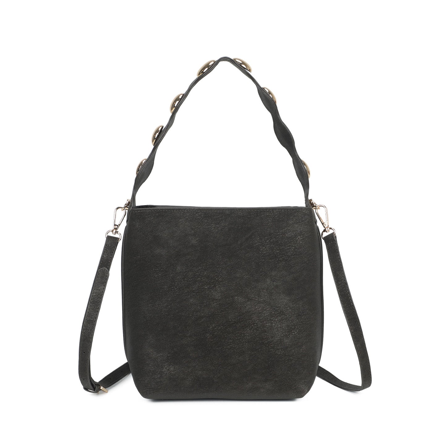 Mala balde com tachas preto dourado