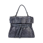 Mala shopper pele de cobra azul marinho