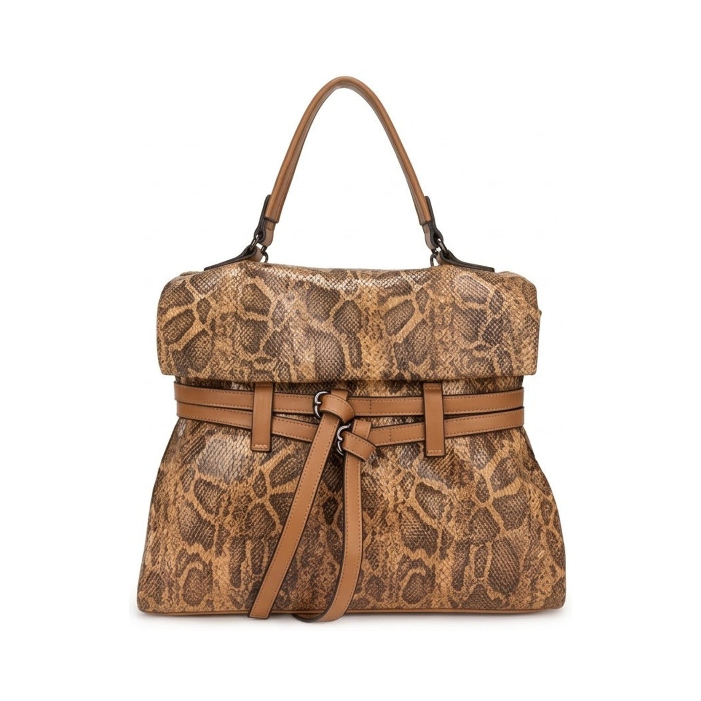 Mala shopper pele de cobra castanho