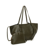 Mala shopper com bolsa verde escuro vista lateral