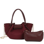 Mala shopper camurça bordeaux com bolsinha