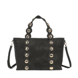 Mala shopper com tachas preto dourado