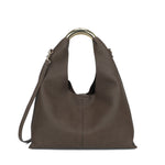 Mala shopper com aro dourado castanho escuro