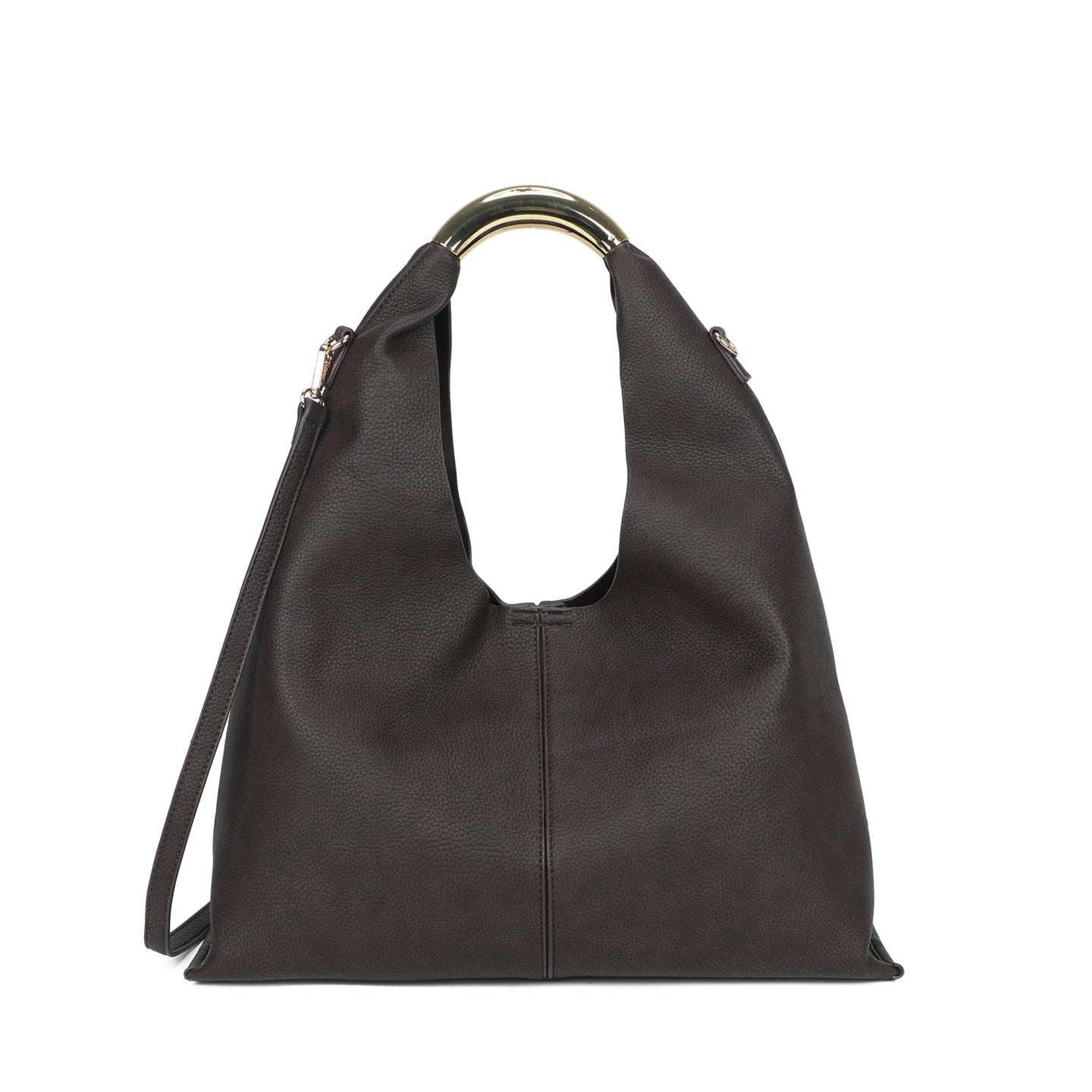 Mala shopper com aro dourado café