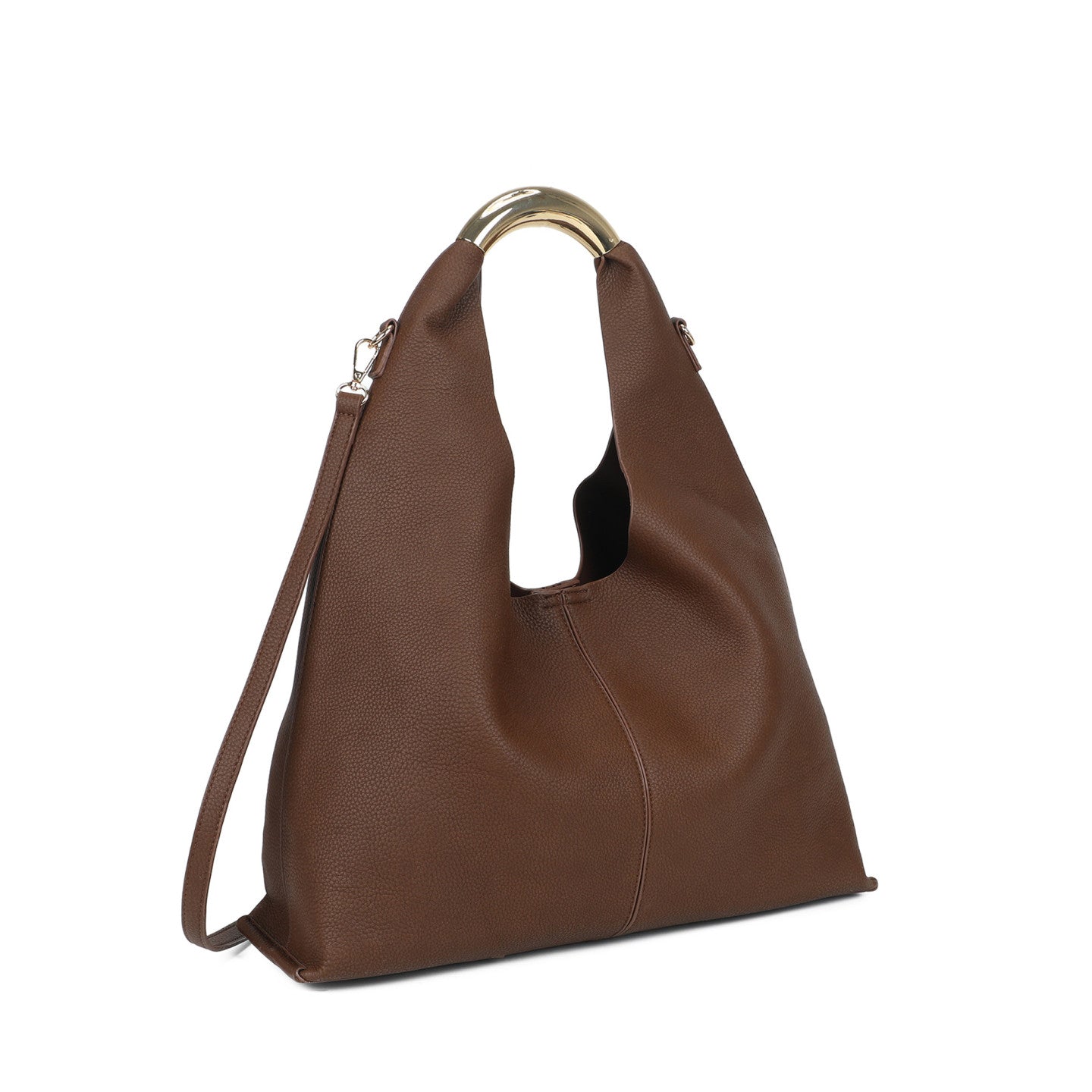 Mala shopper com aro dourado camel