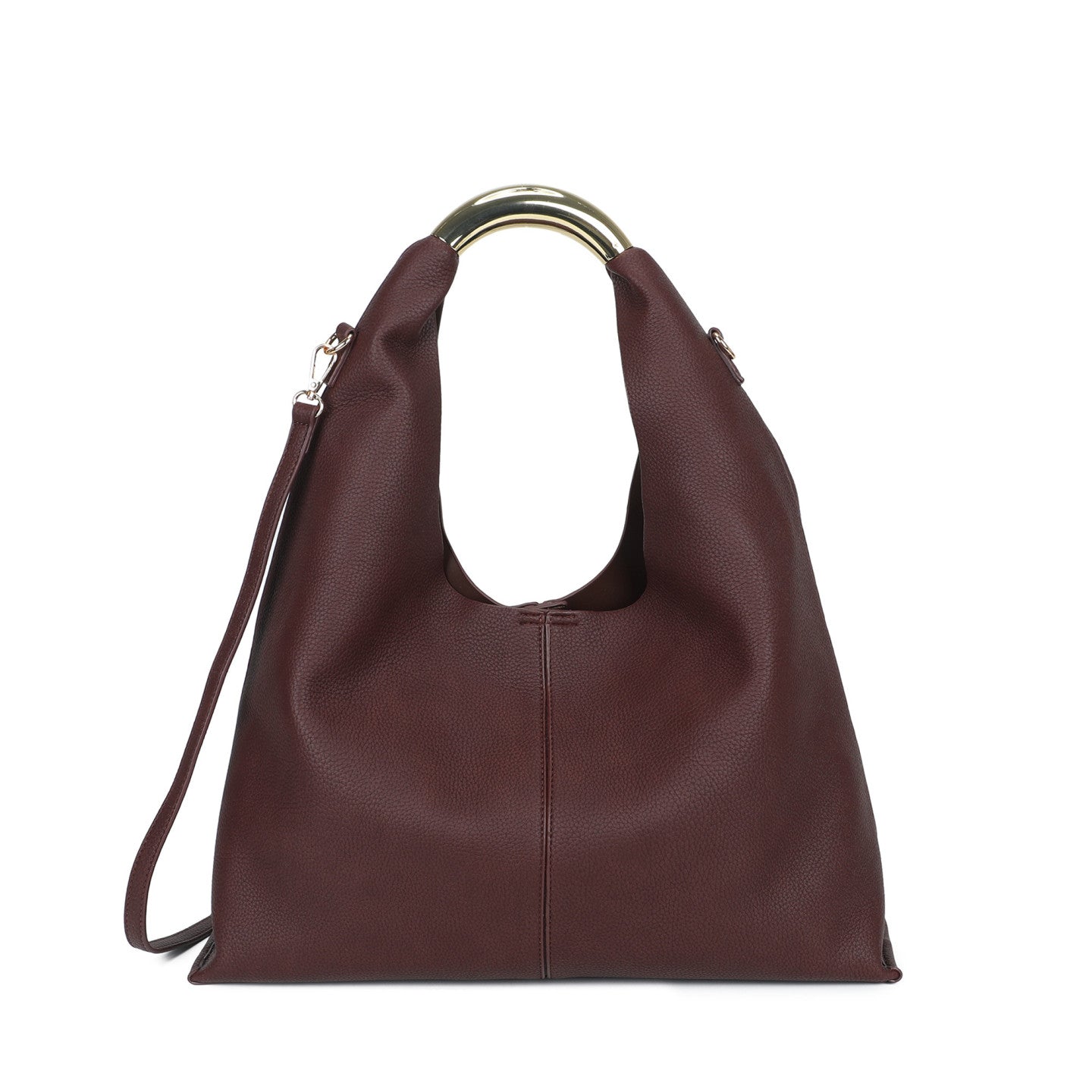 Mala shopper com aro dourado bordeaux