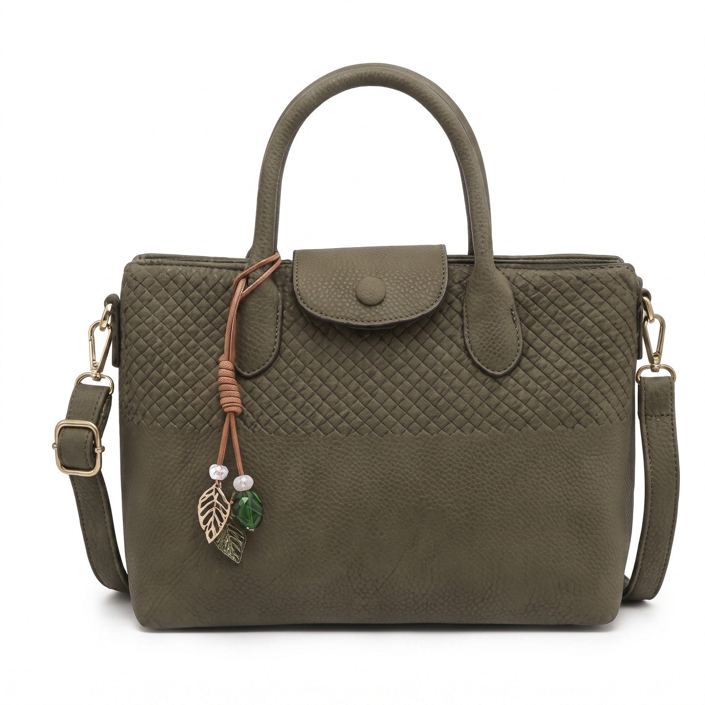 Mala shopper com pendente verde escuro