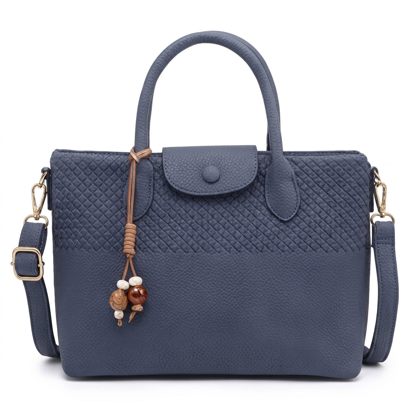 Mala shopper com pendente azul marinho