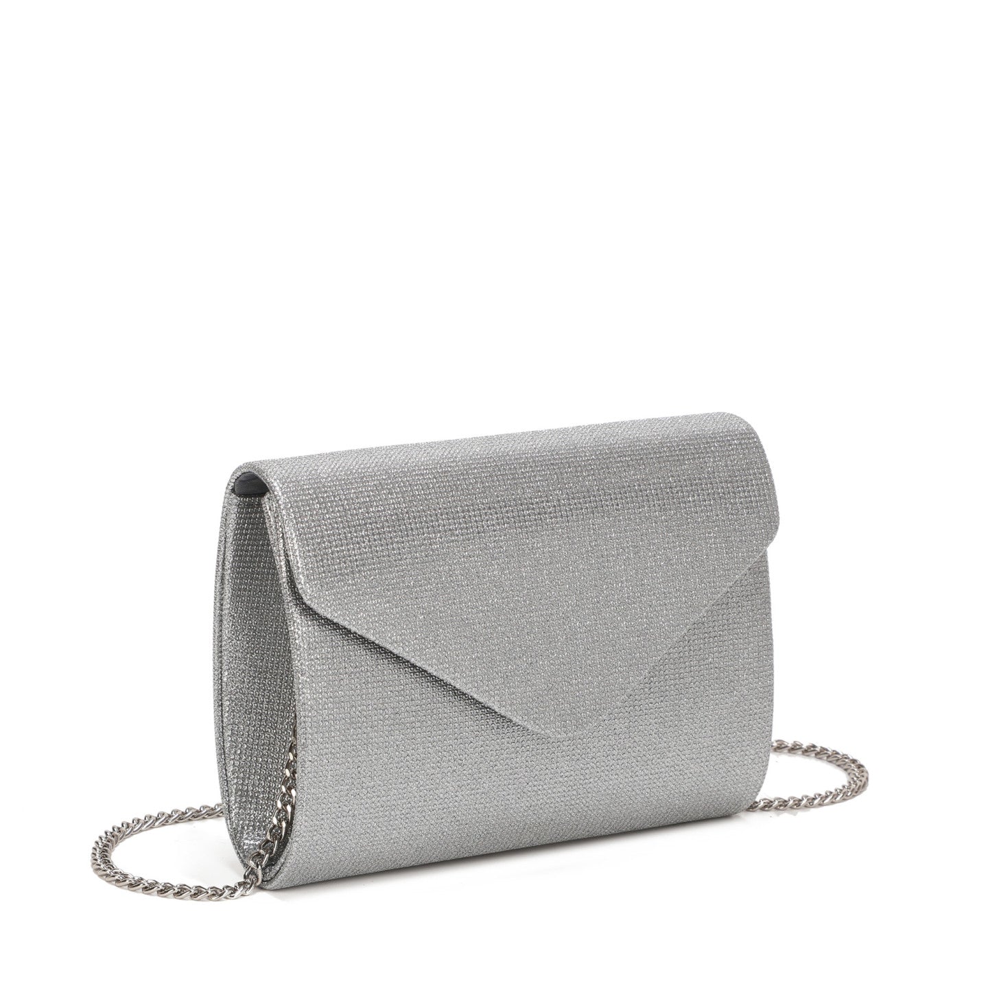 Pochete Envelope Cintilante - Cinzento (lado)