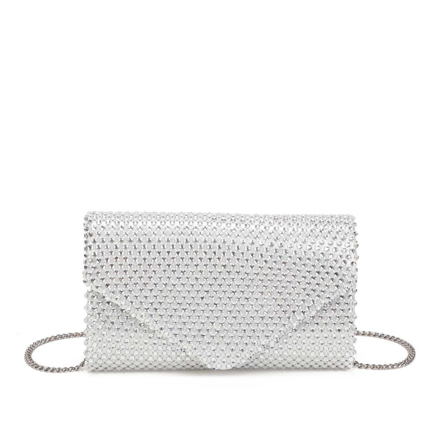 Pochete Envelope com Strass - Prateado
